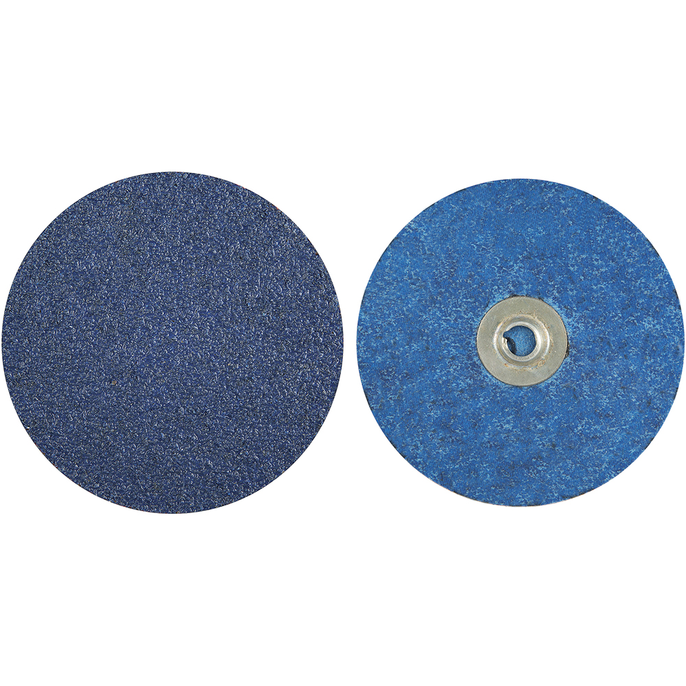 Quick-Change Disc: Type S, 4" Dia, 36 Grit, Zirconia Alumina, Coated - Blue, Polyester-Backed, Series R860