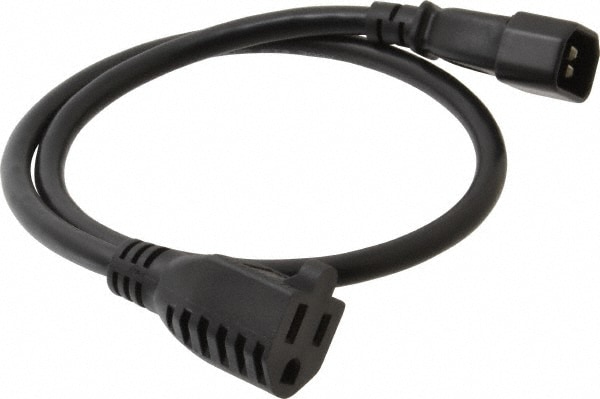 2' Long, IEC-320-C14/NEMA 5-15R Female Computer Cable