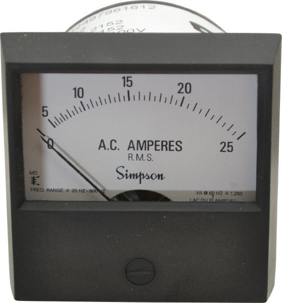 Panel Meters; Panel Meter Type: Panel Meter ; Power Measurement Type: AC Ammeter ; Panel Meter Display Type: Analog ; Maximum Input AC Amperage: 25 ; Terminal Type: Screw ; For Use With: 2152 0-25 AAC Model Panel Meter