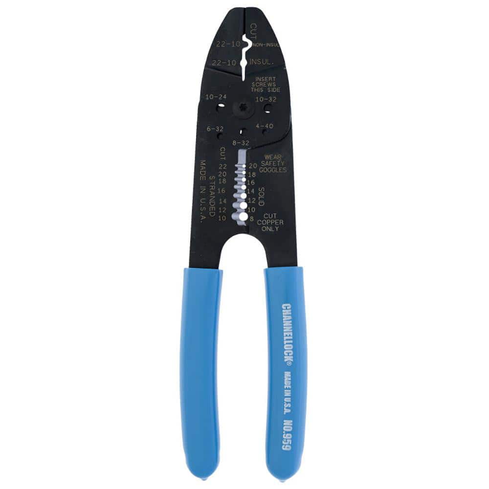Channellock 959 Wire Stripper Cable Cutter: Plastic Cushion Handle, 8-1/2" OAL 