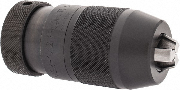 Drill Chuck: 1/32 to 1/2" Capacity, Tapered Mount, JT33 - Keyless