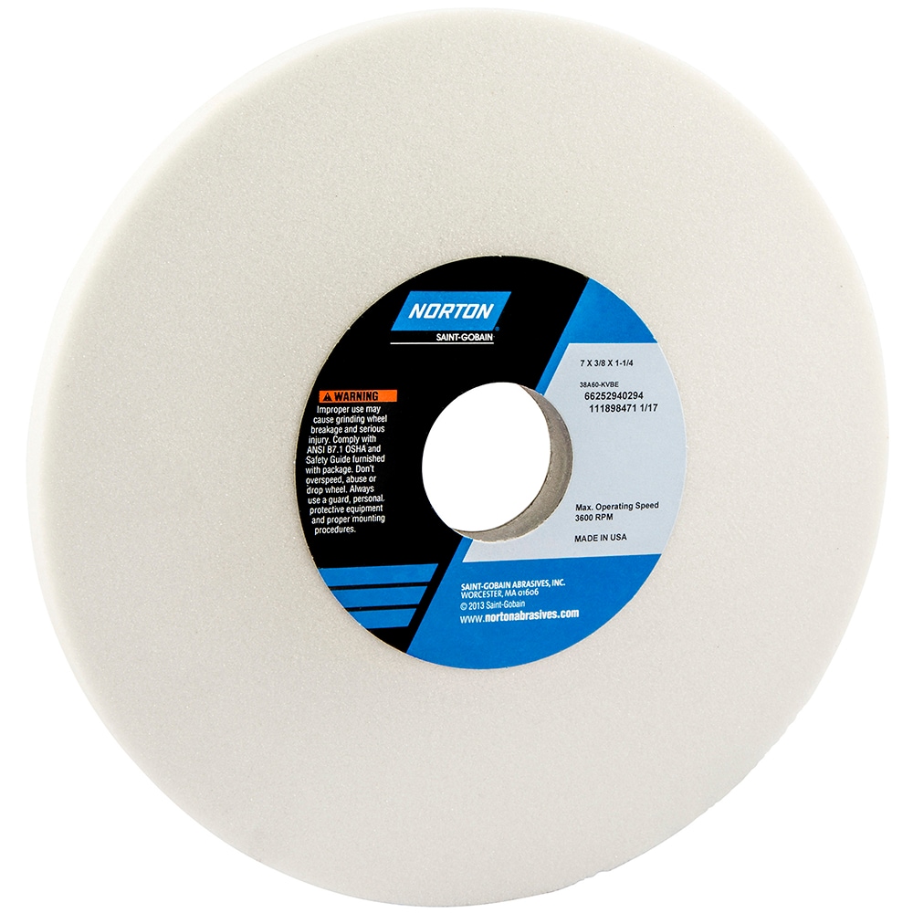 Norton 66252940294 Surface Grinding Wheel: 7" Dia, 3/8" Thick, 1-1/4" Hole, 60 Grit, K Hardness Image