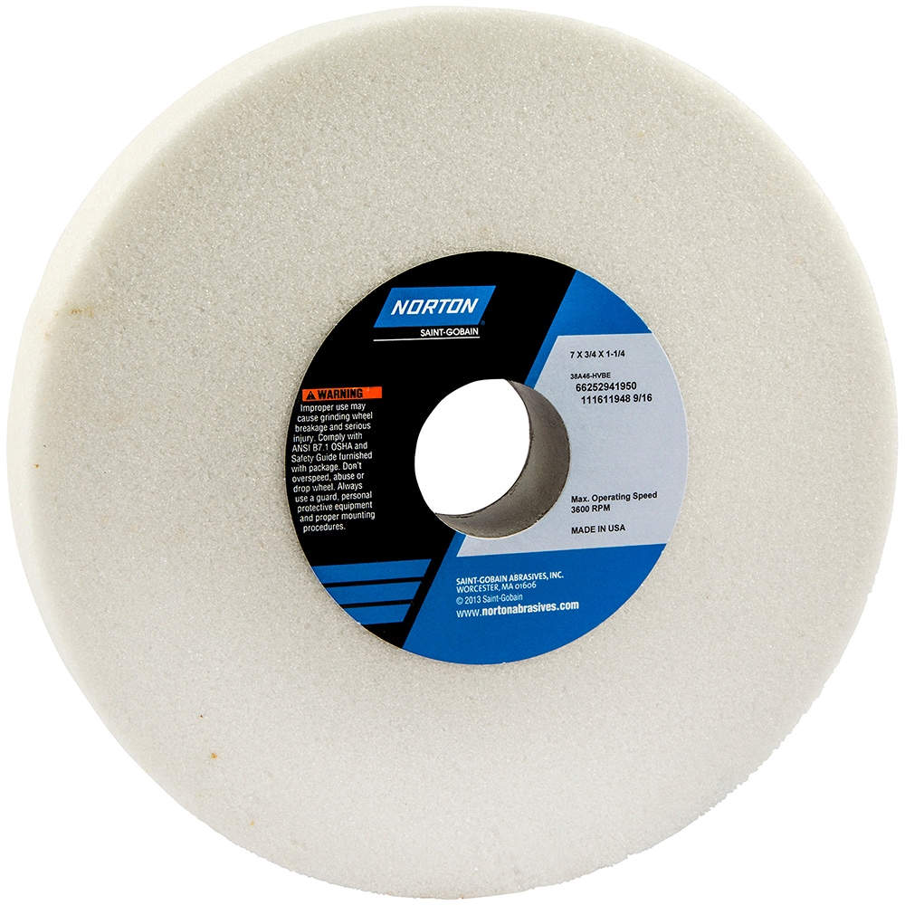 Norton 66252941950 Surface Grinding Wheel: 7" Dia, 3/4" Thick, 1-1/4" Hole, 46 Grit, H Hardness Image