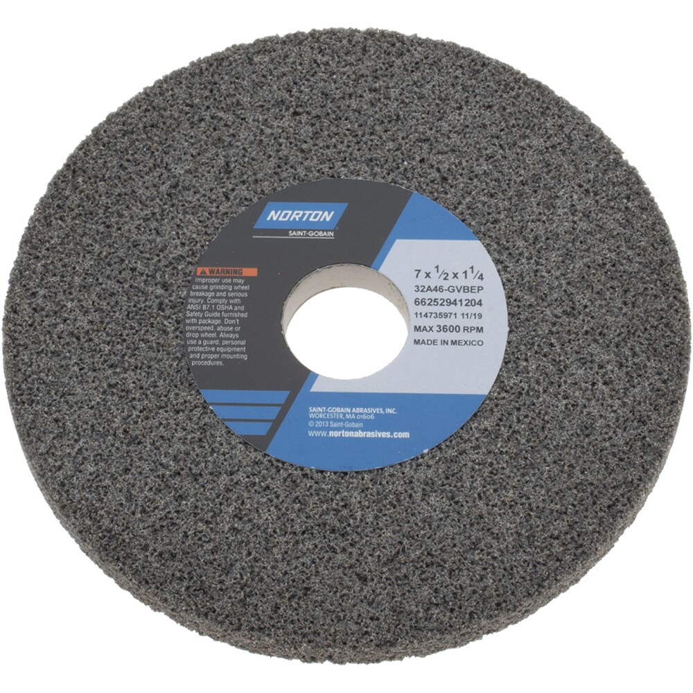 Norton 7 Diam X 1 1 4 Hole X 1 2 Thick G Hardness 46 Grit Surface Grinding Wheel Msc Industrial Supply