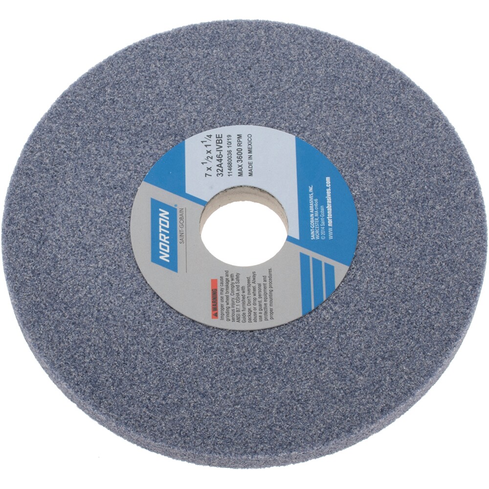 Norton 46 Grit 7" D x 1" W x 1-1/4" Surface Grinding Wheel 3-1/2" x 1/2" Recess 