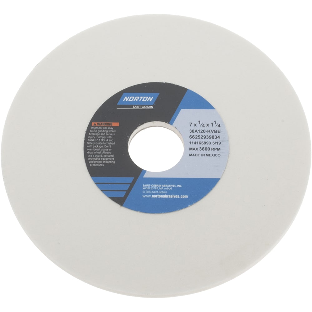 Norton 66252939838 Surface Grinding Wheel: 7" Dia, 1/4" Thick, 1-1/4" Hole, 150 Grit, K Hardness Image