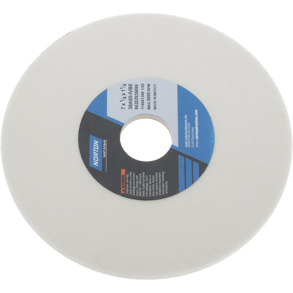 Norton Surface Grinding Wheel 7" Dia, 1/4" Thick, 11/4" Hole, 60 Grit, I Hardness 05948625