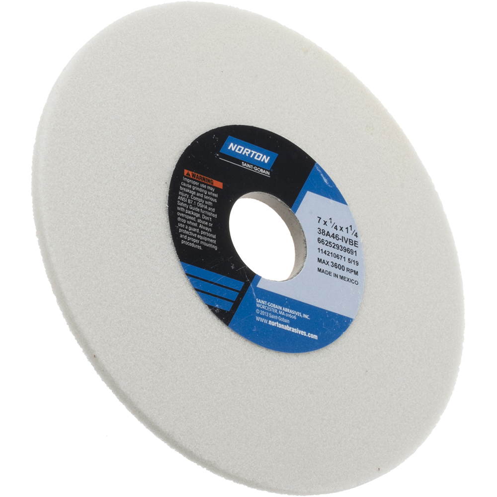 Norton Surface Grinding Wheel 7" Dia, 1/4" Thick, 11/4" Hole, 46 Grit, I Hardness 05948716