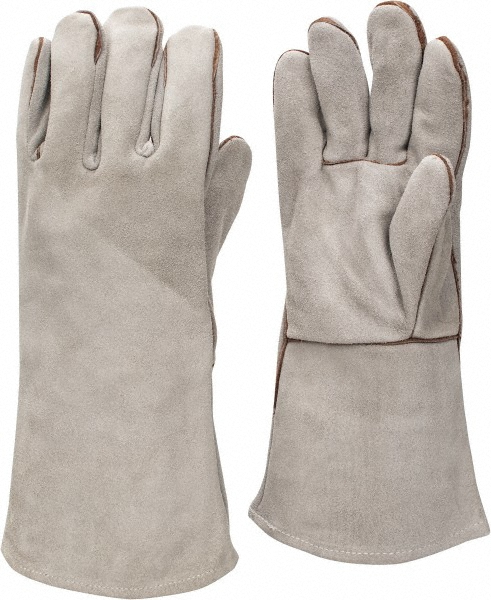 Welding Gloves: Memphis® Size X-Large, Leather, Pair - Gray, 13" OAL