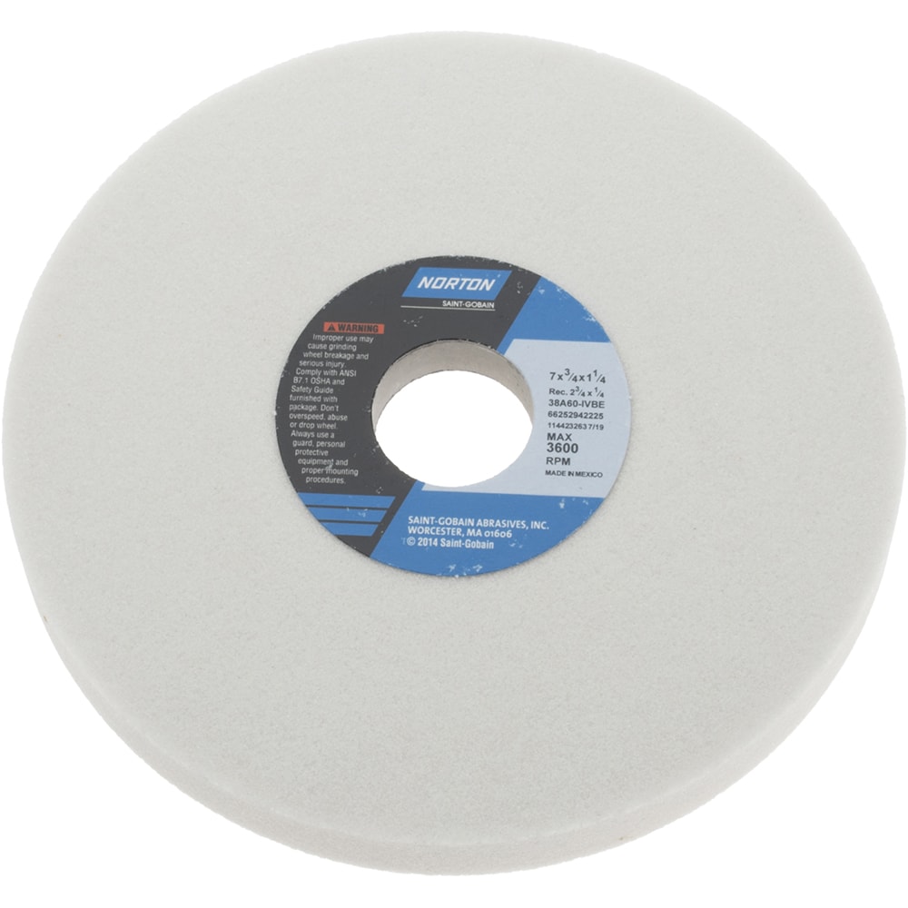 Norton 66252942225 Surface Grinding Wheel: 7" Dia, 3/4" Thick, 1-1/4" Hole, 60 Grit, I Hardness Image