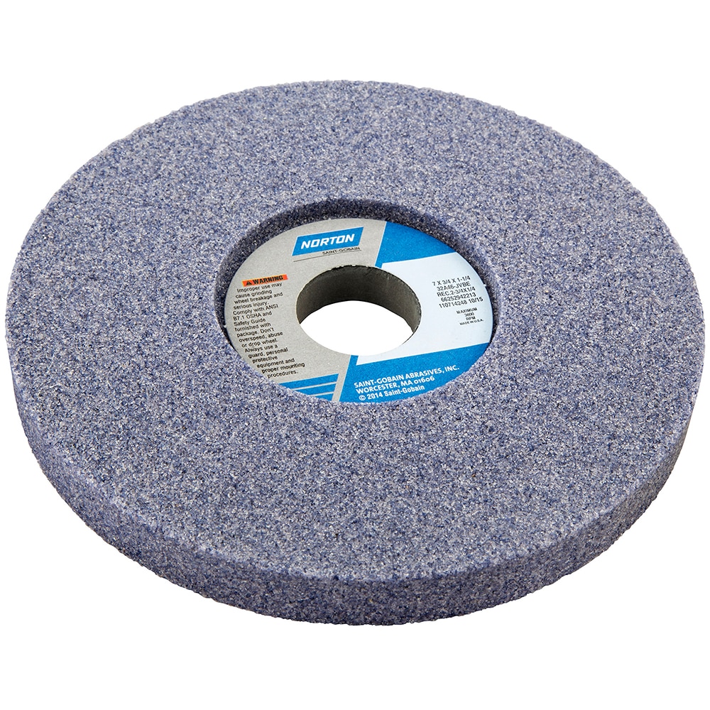 Norton 66252942209 Surface Grinding Wheel: 7" Dia, 3/4" Thick, 1-1/4" Hole, 46 Grit, H Hardness Image