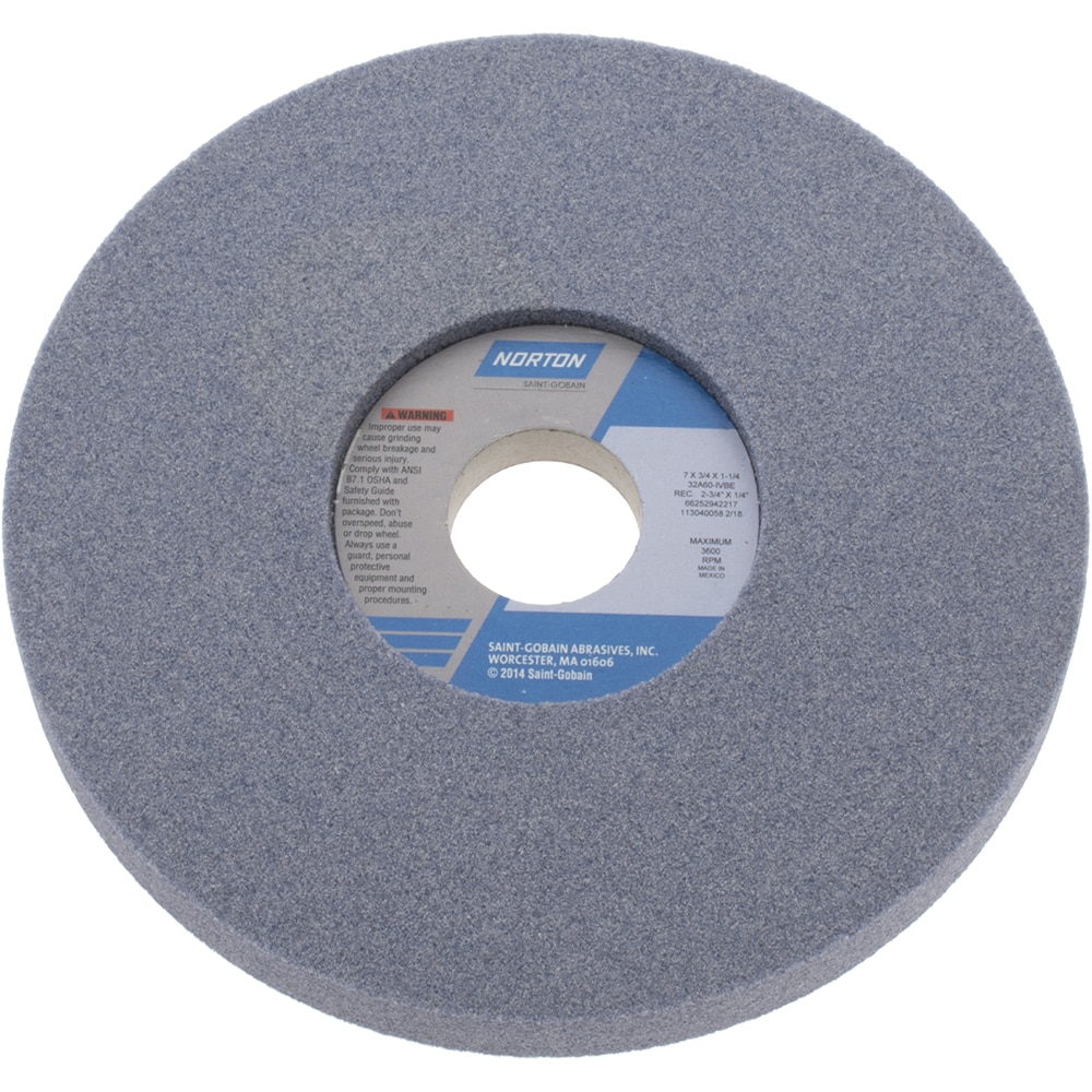 Norton 66252942217 Surface Grinding Wheel: 7" Dia, 3/4" Thick, 1-1/4" Hole, 60 Grit, I Hardness Image