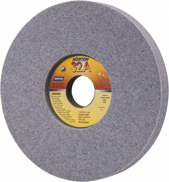 Norton 66252942205 Surface Grinding Wheel: 7" Dia, 3/4" Thick, 1-1/4" Hole, 60 Grit, K Hardness Image