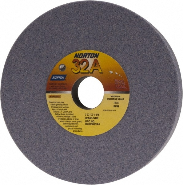 Norton 66252942524 Surface Grinding Wheel: 7" Dia, 1" Thick, 1-1/4" Hole, 60 Grit, I Hardness Image