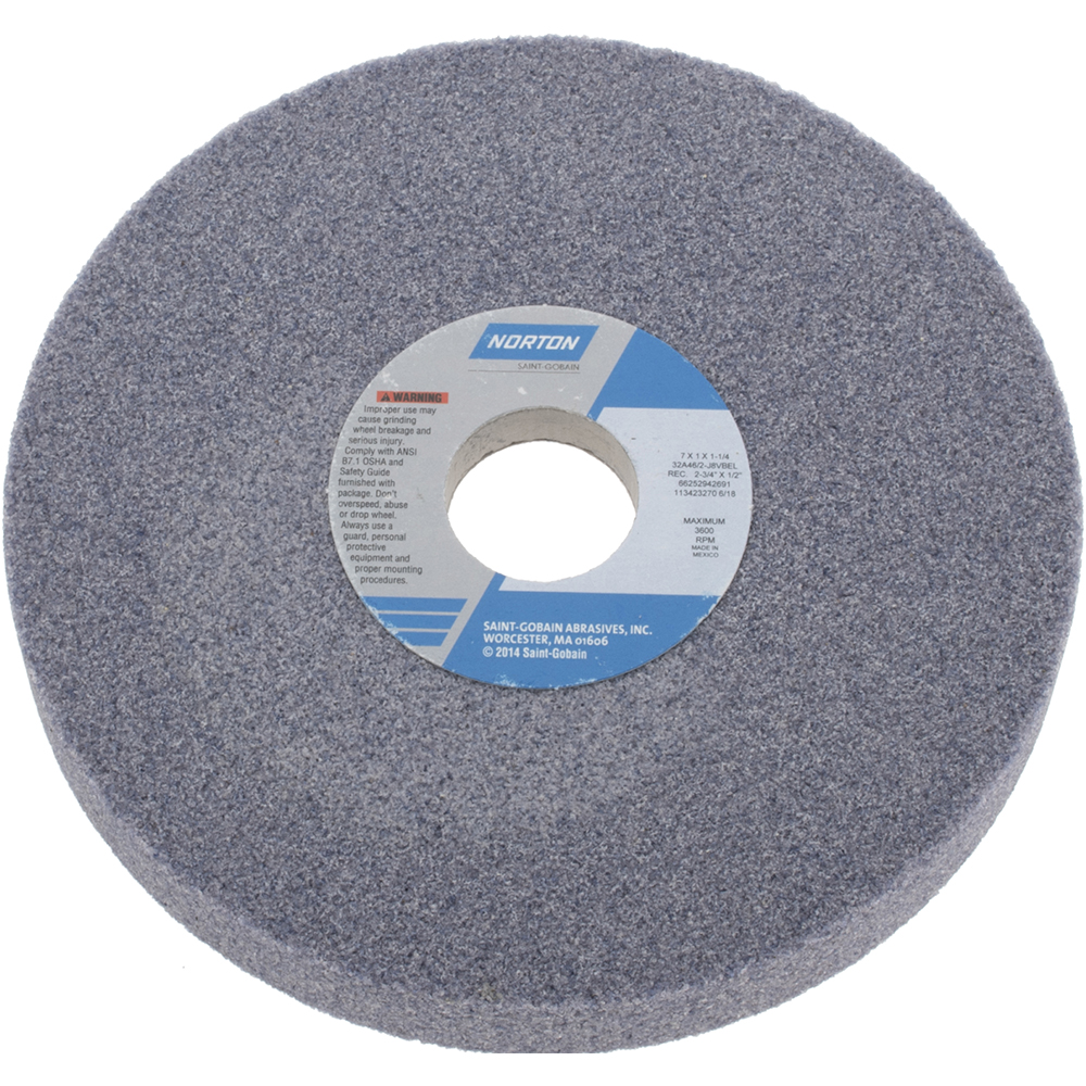 Surface Grinding Wheel: 7" Dia, 1" Thick, 1-1/4" Arbor, 46 Grit - Type 5, Aluminum Oxide, Vitrified Bond, Coarse Grade