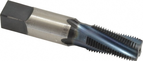 1/8-27 NPT, 15° Helix, 4 Flutes, Blue Diamond Finish, High Speed Steel, Spiral Flute Pipe Tap