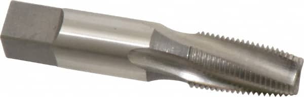 R & N 1/8-27 NPT, 15° Helix, 4 Flutes, Bright Finish, High Speed Steel, Spiral Flute Pipe Tap - Right Hand Flute, 7/16 Shank Diam, 3/4