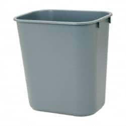 Trash Can: 14 qt, Rectangle, Gray