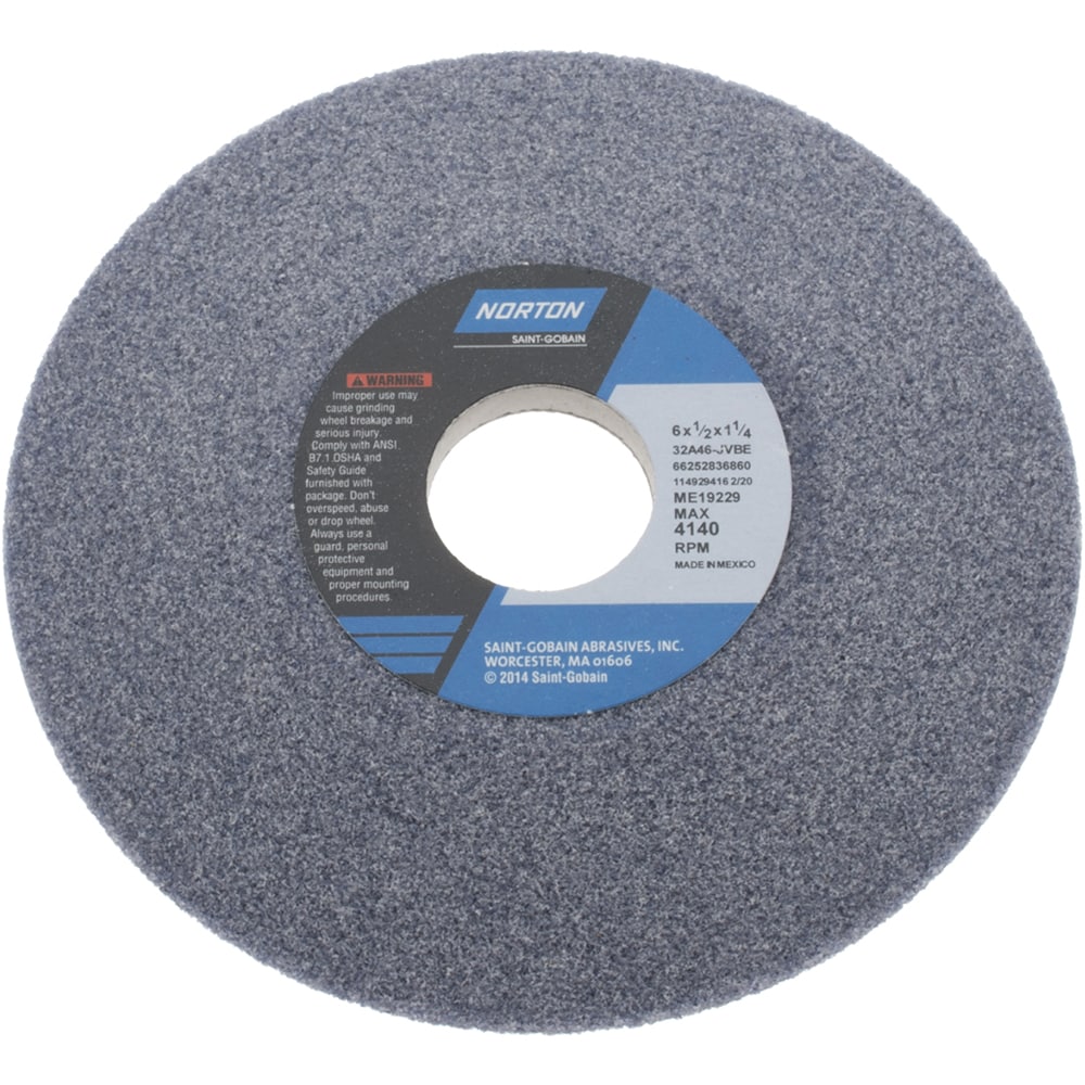 Norton 66252836860 Tool & Cutting Grinding Wheel: 6" Dia, 46 Grit, J Hardness, Type 12 Image