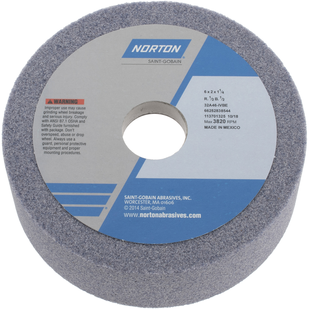 Tool & Cutting Grinding Wheel: 6" Dia, 46 Grit, I Hardness, Type 6 - Aluminum Oxide, Coarse, 3,820 Max RPM