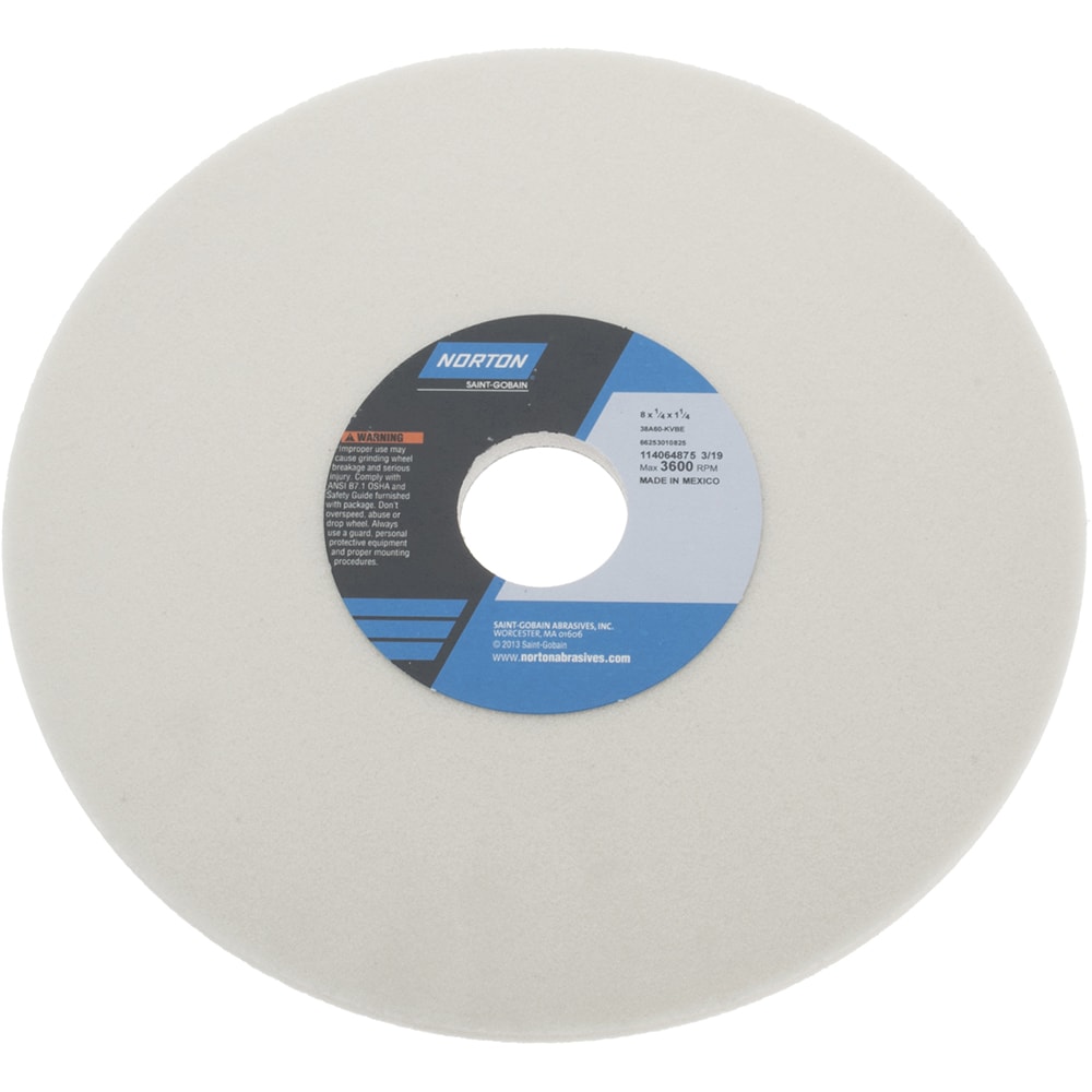 Norton 66253010825 Surface Grinding Wheel: 8" Dia, 1/4" Thick, 1-1/4" Hole, 60 Grit, K Hardness Image