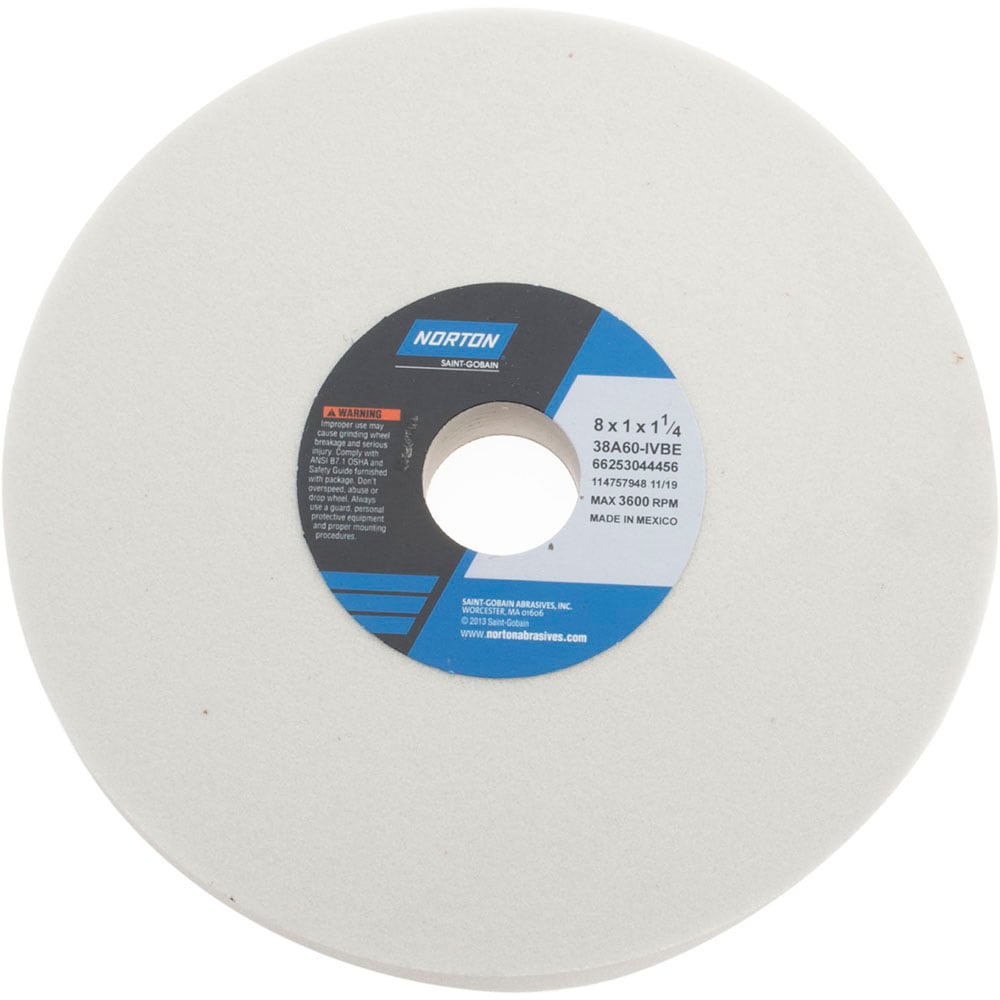 Norton 66253044456 Surface Grinding Wheel: 8" Dia, 1" Thick, 1-1/4" Hole, 60 Grit, I Hardness Image