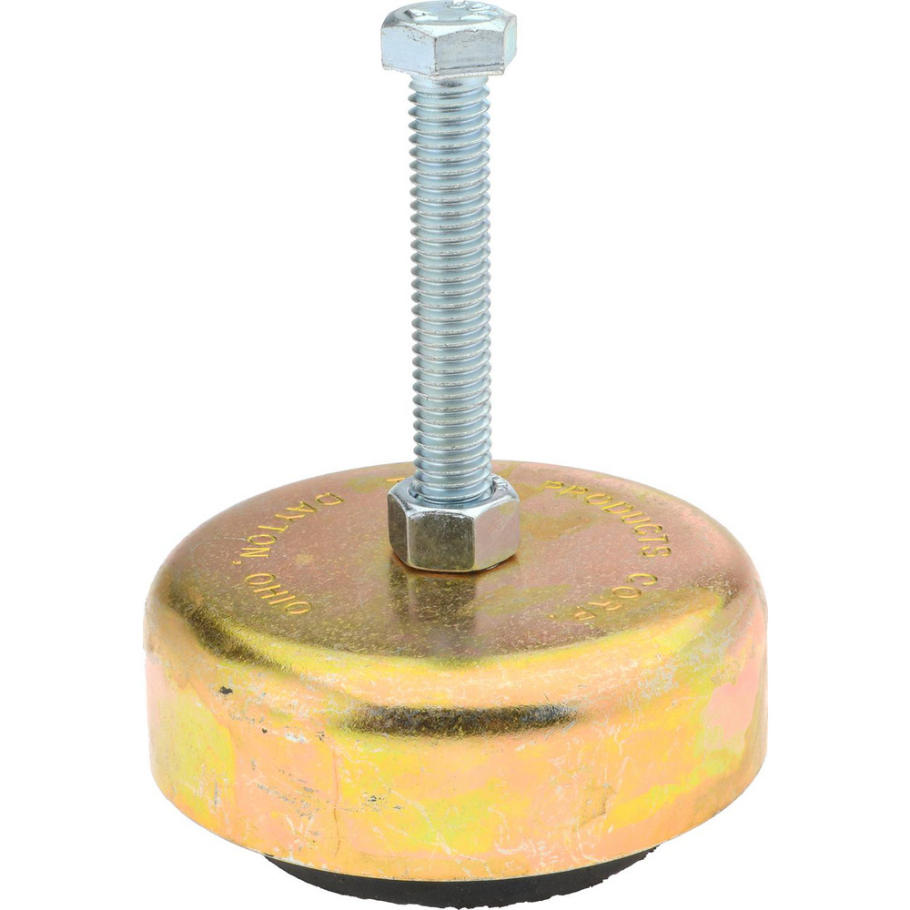 Studded Leveling Mount: 3/8-16 Thread - 150 lb Load Capacity, 3-1/8" Base Dia, Neoprene Pad, Steel Stud