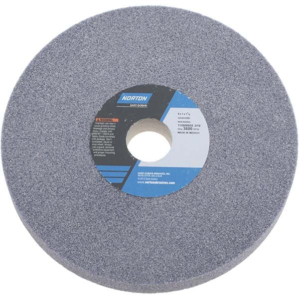 Norton 66253044622 Surface Grinding Wheel: 8" Dia, 1" Thick, 1-1/4" Hole, 46 Grit, K Hardness Image