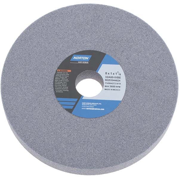 Norton 66253044624 Surface Grinding Wheel: 8" Dia, 1" Thick, 1-1/4" Hole, 60 Grit, I Hardness Image