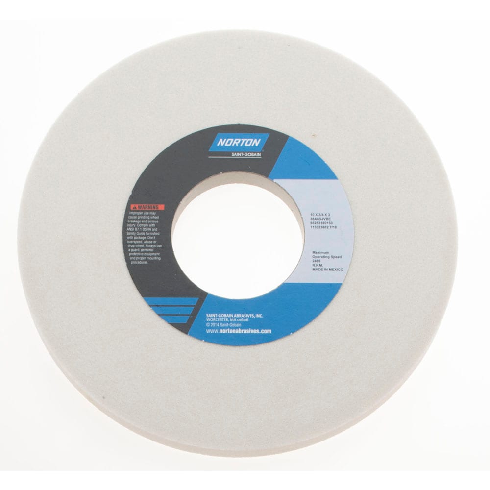 Norton 66253160163 Surface Grinding Wheel: 10" Dia, 3/4" Thick, 3" Hole, 60 Grit, I Hardness 