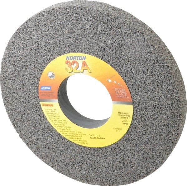 Norton 66253160932 Surface Grinding Wheel: 10" Dia, 1" Thick, 3" Hole, 46 Grit, G Hardness 