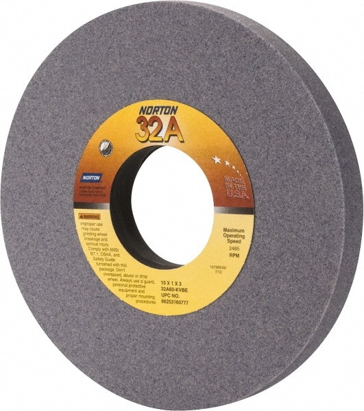 Norton 66253160777 Surface Grinding Wheel: 10" Dia, 1" Thick, 3" Hole, 60 Grit, K Hardness Image