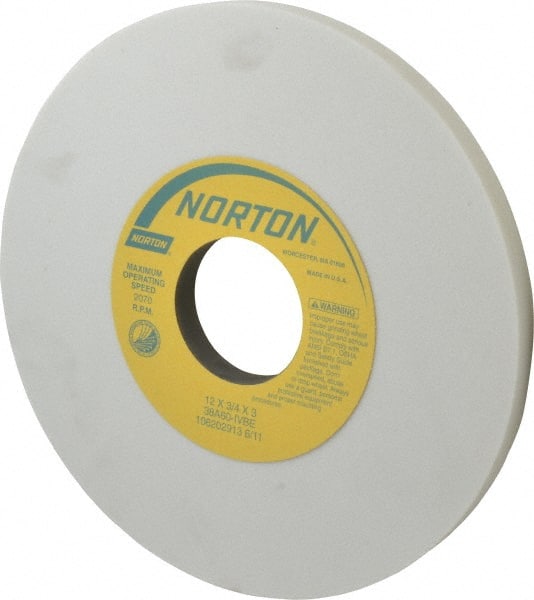 Norton 66253262385 Surface Grinding Wheel: 12" Dia, 3/4" Thick, 3" Hole, 60 Grit, I Hardness 