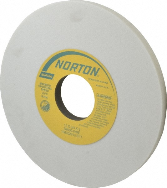 Norton 66253262385 Surface Grinding Wheel: 12" Dia, 3/4" Thick, 3" Hole, 60 Grit, I Hardness Image