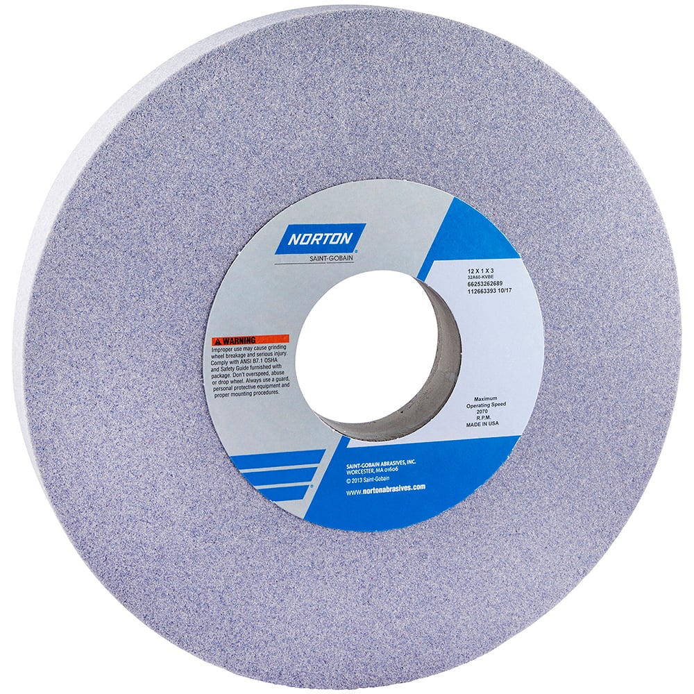 Norton 66253262580 Surface Grinding Wheel: 12" Dia, 1" Thick, 3" Hole, 60 Grit, H Hardness 