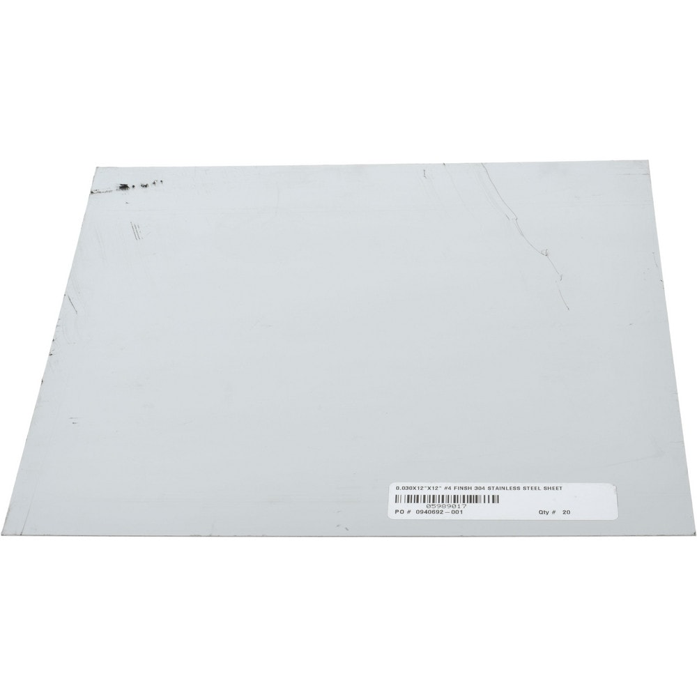0.03 Inch Thick x 12 Inch Wide x 12 Inch Long, 304 Stainless Steel Sheet