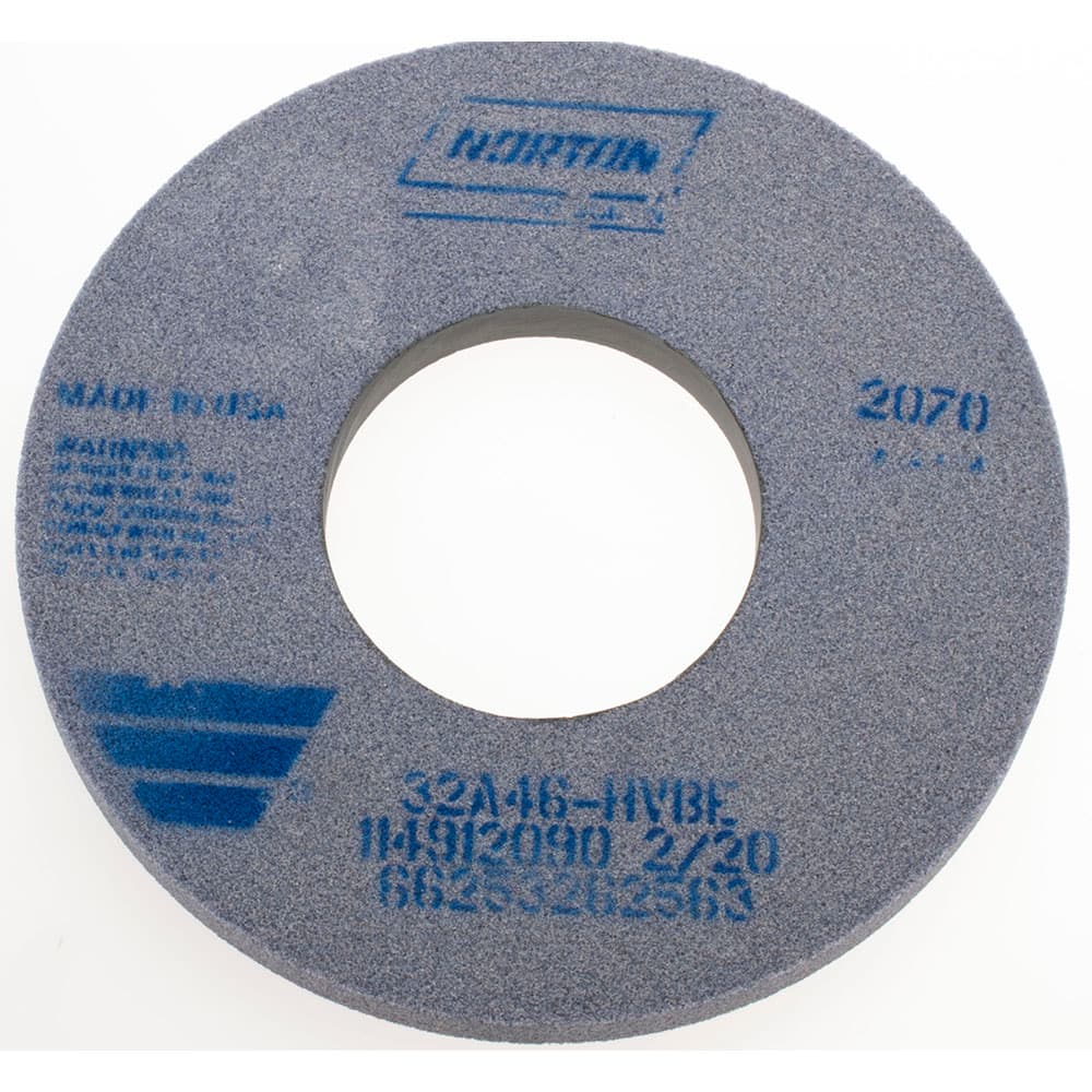 Norton 66253262563 Surface Grinding Wheel: 12" Dia, 1" Thick, 5" Hole, 46 Grit, H Hardness 
