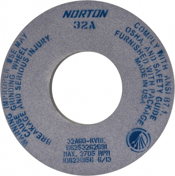 Norton 66253262691 Surface Grinding Wheel: 12" Dia, 1" Thick, 5" Hole, 60 Grit, K Hardness 