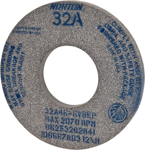 Norton 66253262841 Surface Grinding Wheel: 12" Dia, 1" Thick, 5" Hole, 46 Grit, G Hardness 
