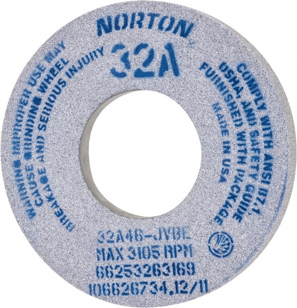 Norton 66253263169 Surface Grinding Wheel: 12" Dia, 1-1/2" Thick, 5" Hole, 46 Grit, J Hardness Image