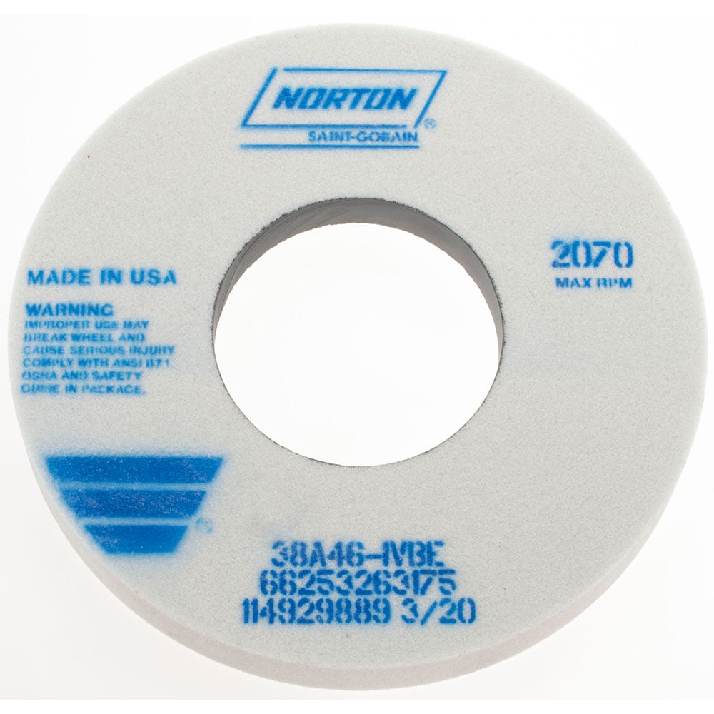 Norton 66253263175 Surface Grinding Wheel: 12" Dia, 1-1/2" Thick, 5" Hole, 46 Grit, I Hardness Image