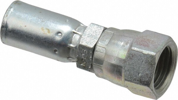 Hydraulic Hose Female Swivel Fitting: 0.25" ID, 0.375" OD, 4 mm, 9/16-18