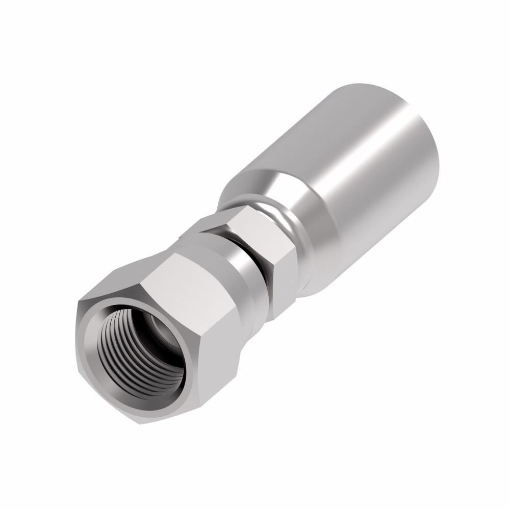 Hydraulic Hose Female Swivel Fitting: 0.25" ID, 0.3125" OD, 4 mm, 1/2-20