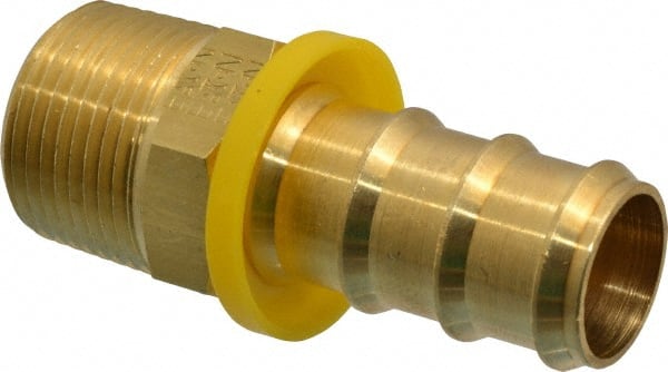 Barbed Push-On Hose Male Connector: 3/4-14 NPT, Brass, 3/4" Barb
