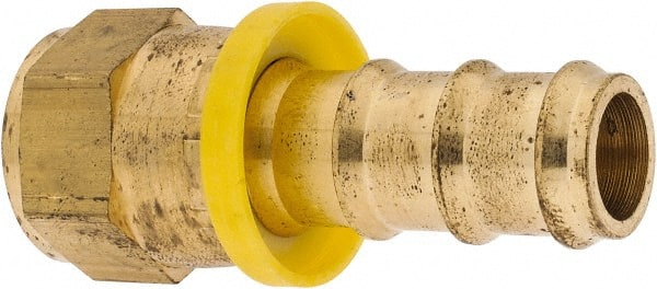 Barbed Push-On Hose Female Connector: 7/8-14 UNF, Brass, 5/8" Barb