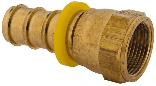 Barbed Push-On Hose Female Pipe Swivel: 1-1/16-14 UNF, Brass, 3/4" Barb
