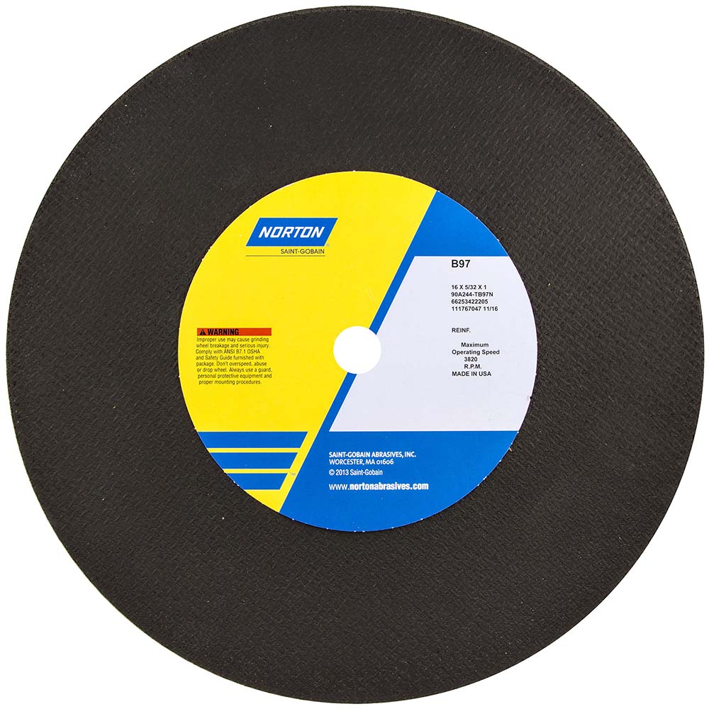 Norton 16 x 5/32, 1" Hole Aluminum Oxide Cutoff Wheel 06049795