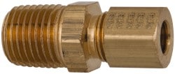 Compression Tube Connector: 1/4" Thread, Compression x MNPT