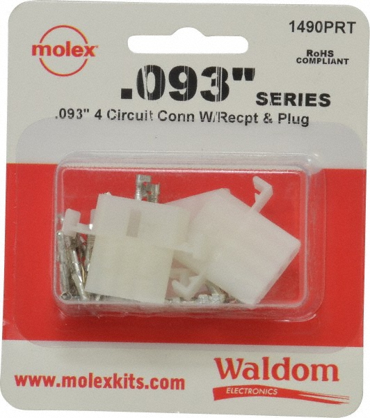 Molex .062" 4 Circuit Connector Kit – 8 Sets, 18-24 AWG, Free Hanging, 5.0A, 3.68mm Pitch, USA Made