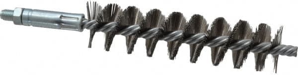Double Stem/Single Spiral Tube Brush: 1" Dia, 6-1/4" OAL, Stainless Steel Bristles